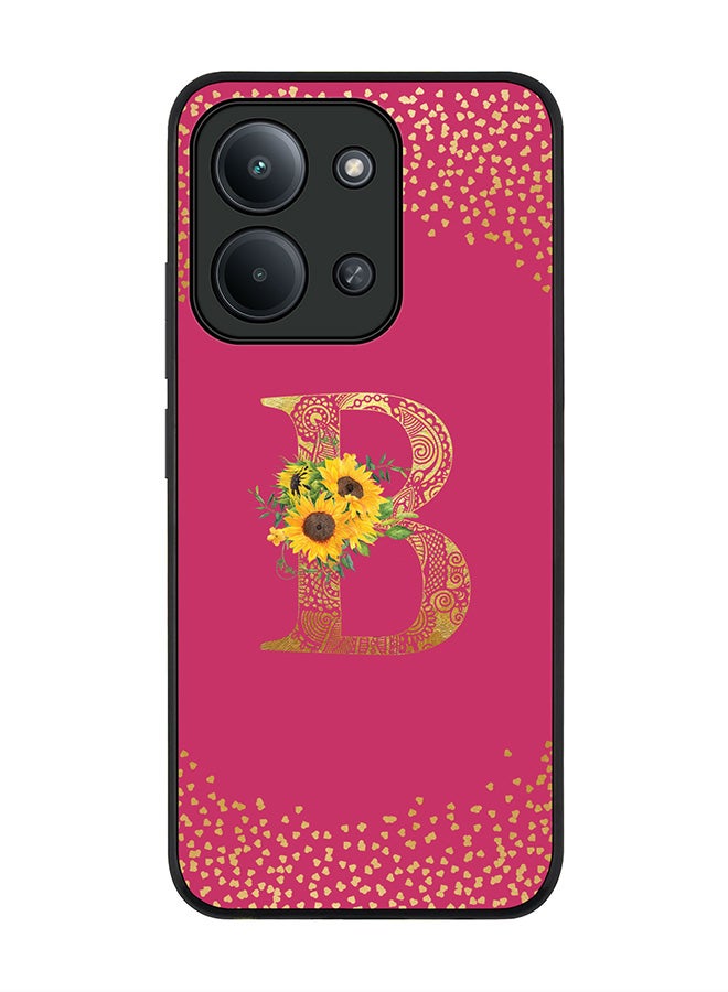 For Xiaomi Poco C85 4G Case,Slim fit Camera Protection, Shockproof Thin Phone cover  - Custom Floral Monogram - B ( Deep Pink )